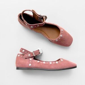 SUEDE STUDDED FLAT SANDALS ✨